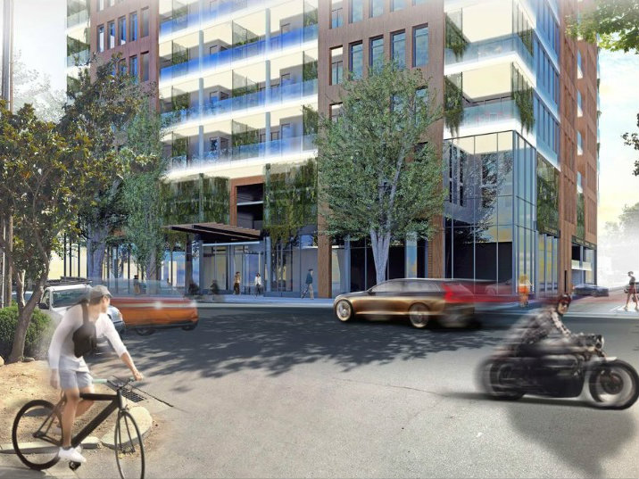 An artist rendering of the Yamanee project, a 14-story mixed use tower proposed for J and 25th streets in midtown Sacramento.