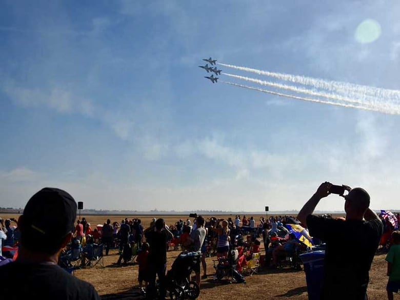 The USAF Thunderbirds thrill the crowd at Mather Field during their demonstration concluding the California Capital Air Show on Sunday, Oct. 4, 2015.  
