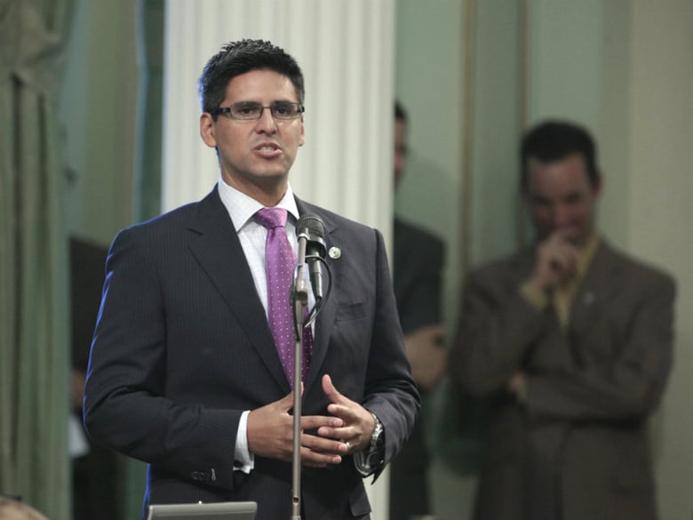 FILE - In this July 5, 2012 file photo, Assemblyman Henry Perea, D-Fresno, speaks before the Assembly at the Capitol in Sacramento, Calif. Perea announced Tuesday, Dec. 1, 2015, that he is resigning from the Assembly.