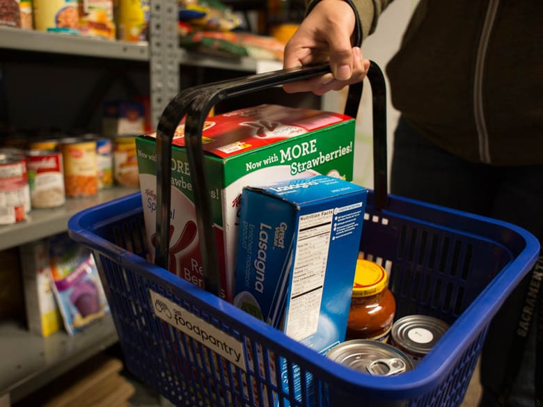 Three-point items that make more than one meal are popular among students using the food pantry at Sacramento State.