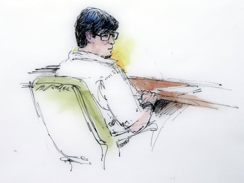 In this courtroom sketch, Enrique Marquez appears in federal court in Riverside, Calif., Monday, Dec. 21, 2015.