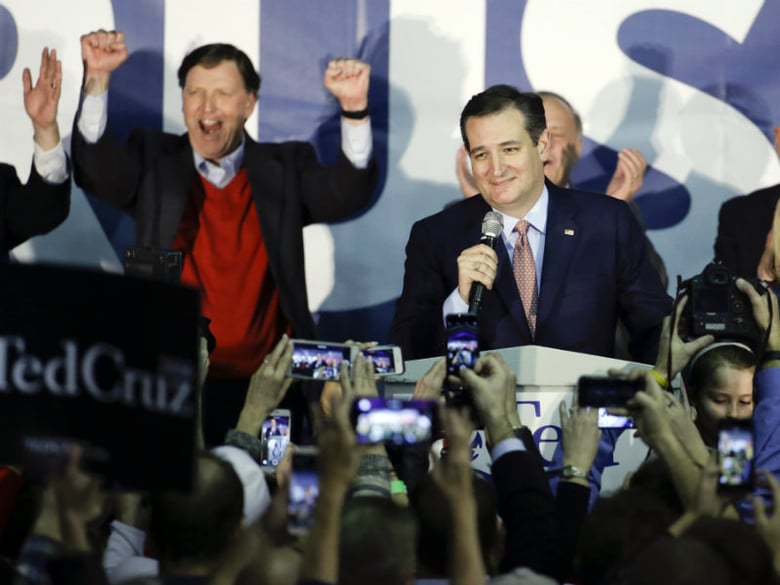 Republican presidential candidate, Sen. Ted Cruz, R-Texas, speaks during a caucus night rally, Monday, Feb. 1, 2016, in Des Moines, Iowa. 