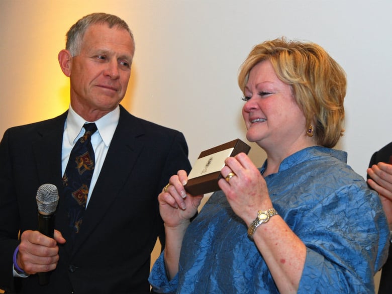 Dennis and Judy Shepard with the pen that President Obama used to sign the Matthew Shepard Act