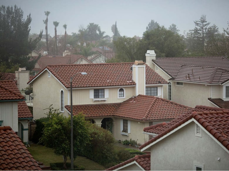 A neighborhood where many people left their homes because of a massive natural-gas leak is seen in the Porter Ranch neighborhood of Los Angeles in December.