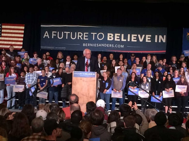 U.S. Sen. Bernie Sanders (I-Vermont) campaigns at the Nugget Casino in Sparks Friday afternoon.