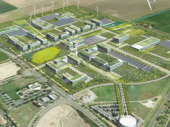 An artist's rendering of the proposed Mace Ranch innovation project in Davis. 