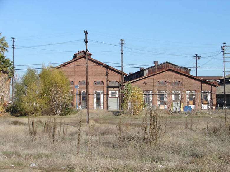 The old shops, shown here in 2013, would some day be part of a museum/retail complex according to plans for the Railyards development.