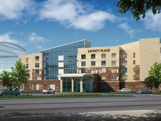 An artist's rendering depicting a Hyatt Place hotel proposed for Sacramento International Airport. It could be open in 2018.