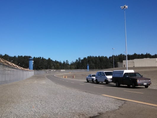 Fence and guard tower at Pelican Bay State Prison.