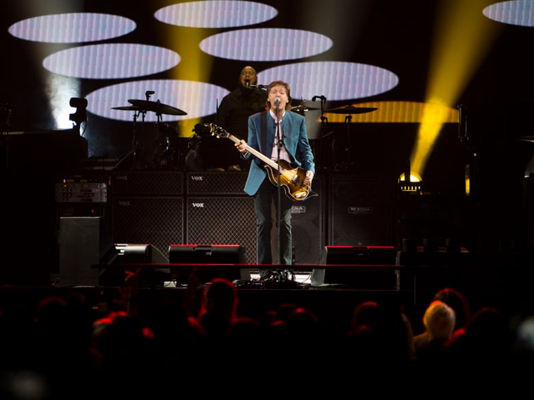Paul McCartney welcomes the crowd to the new Golden 1 Center in downtown Sacramento.