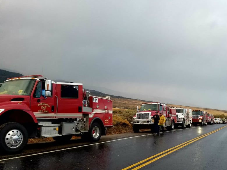 Fire crews work during the Little Valley Fire in October 2016.