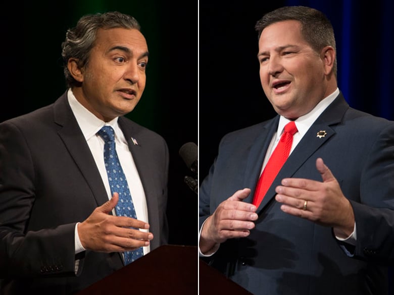 Rep. Ami Bera (left) and Sacramento County Sheriff Scott Jones (right) met for their only debate Oct. 18, 2016. It was the only debate in the race for the contentious 7th Congressional District.