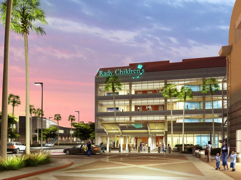 The front view of Rady Children's Hospital's Acute Care Pavilion.