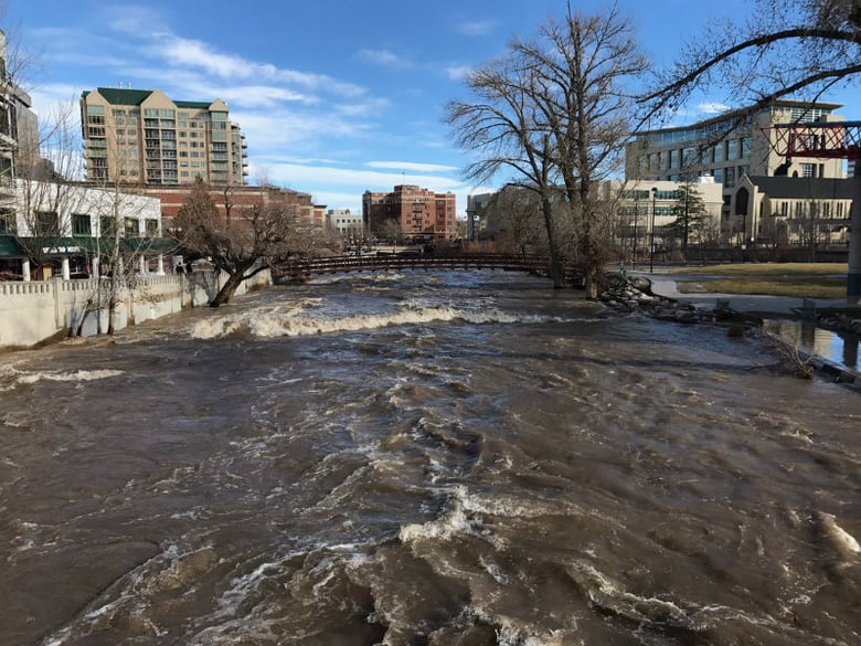 A photo of the Truckee River from the Arlington Bridge on Jan. 9, 2017.
