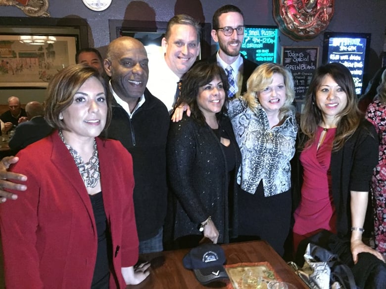 Current and former California lawmakers gather at Simon's Bar and Café in Sacramento on Wednesday, February 1, 2017, for the annual Cordial Caucus Karaoke Night.