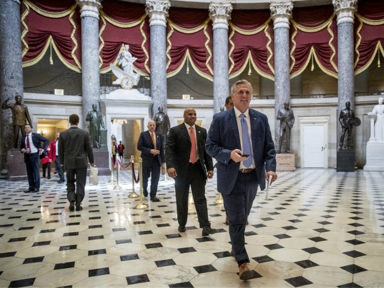 House Majority Leader Kevin McCarthy of Calif. walks into the House Chamber on Capitol Hill in Washington, Thursday, May 4, 2017. 