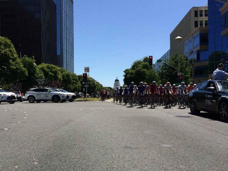 On day 1 of Amgen 2017, 132 men race through the state's capital.