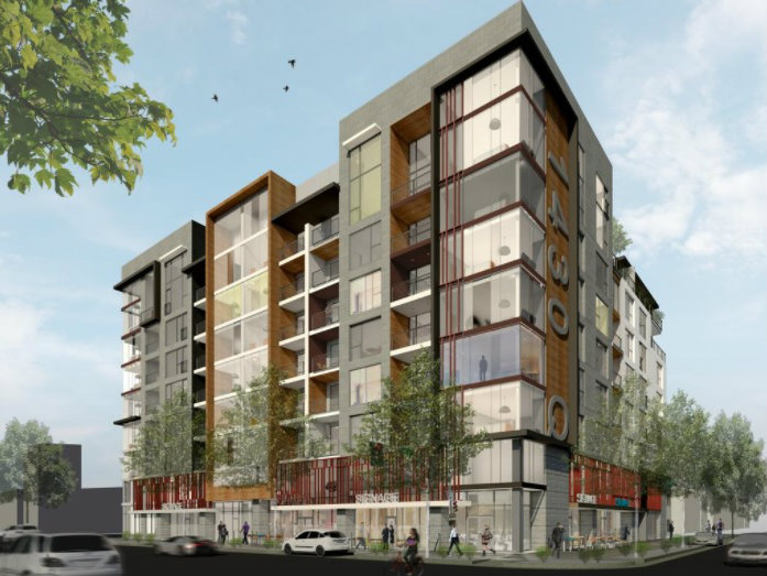 An artist's rendering of a new mixed-use project that broke ground this week at 1430 Q Street in midtown Sacramento.