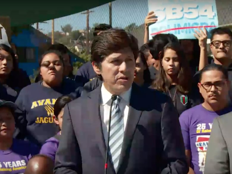 California Senate President pro Tem Kevin de León (D-Los Angeles), speaks at a press conference supporting SB 54, which extends local “sanctuary city” protections for immigrants living in California without legal documentation.