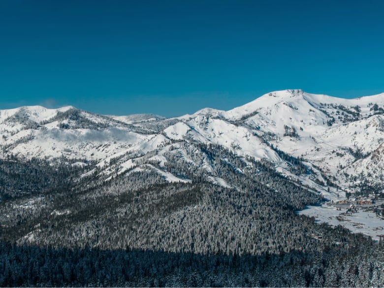 The proposed gondola would connect Alpine Meadows (left) and Squaw Valley (right).