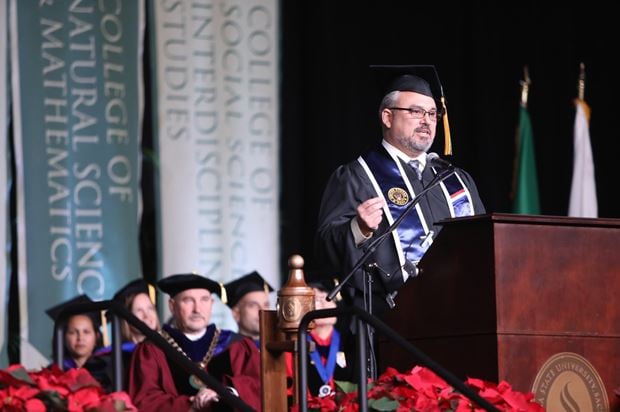 Michael Molino shared the story of his journey to getting his masters in speech pathology at Sac State's Winter Commencement this past weekend.