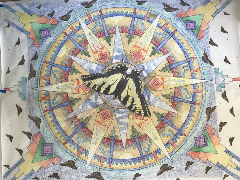 The design for a new mural that will soon be installed inside Golden 1 Center in Sacramento from the art collective known as the Royal Chicano Air Force.