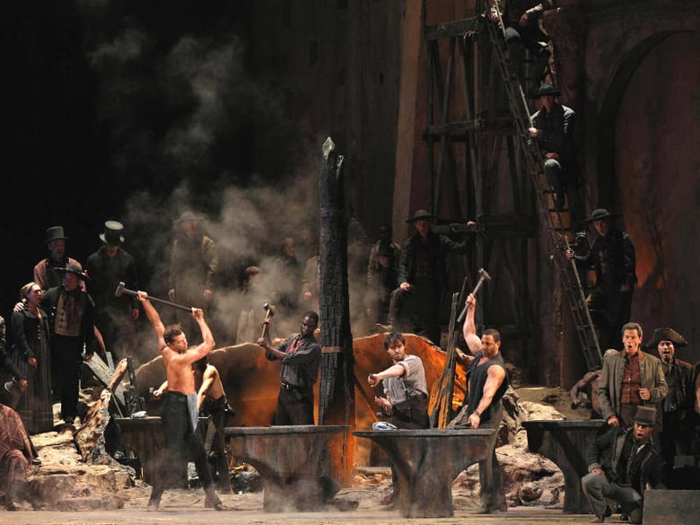 A scene from Verdi's Il Trovatore. Photo by Marty Sohl/Metropolitan Opera