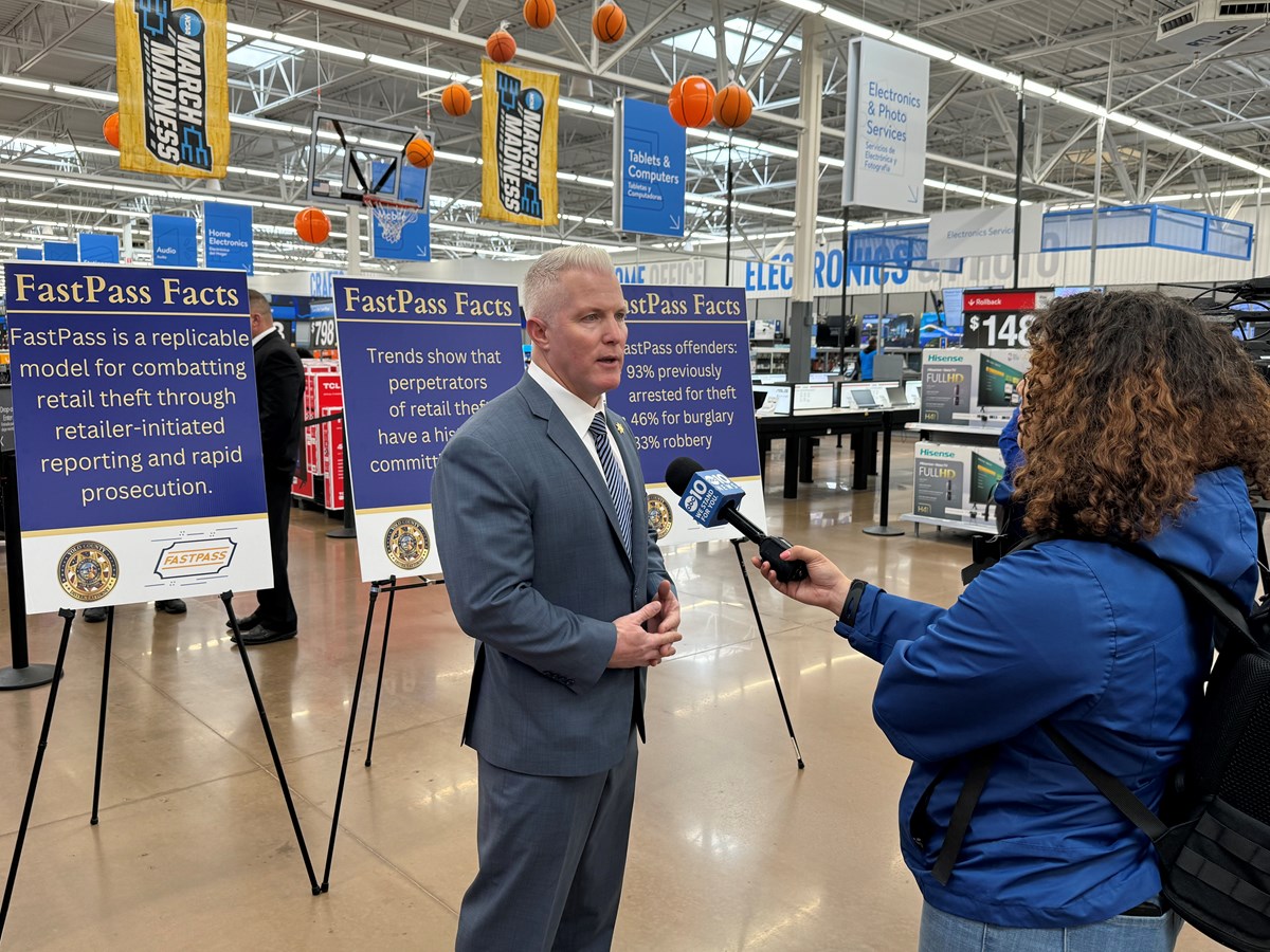 Yolo County District Attorney Jeff Reisig being interviewed after a press conference introducing FastPass to Prosecution on March 5, 2024.