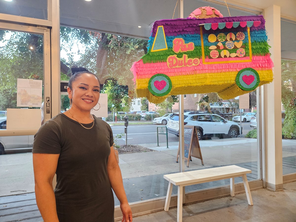 Christina Marenco&rsquo;s colorful pi&ntilde;ata drew on a childhood memory of a pan dulce van bringing baked goods to her family home. She said the design reflected her whimsical remembrance and served as a symbol of togetherness.