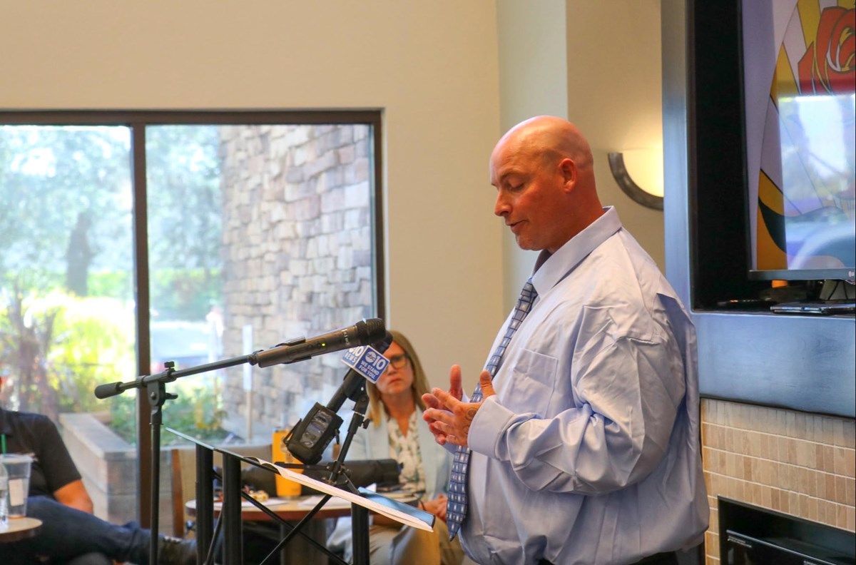 Phillip Daley, a resident of Sun Rose Apartments, speaks at the property's ribbon cutting ceremony in Roseville on Tuesday, June 16, 2026.