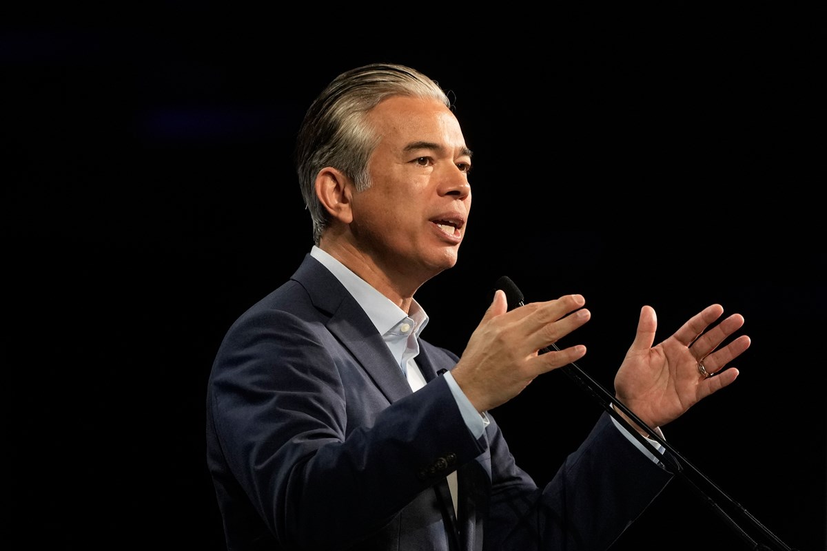 California Attorney General Rob Bonta speaks at the 2026 California Democratic Party State Convention, Feb. 21, 2026, in San Francisco.