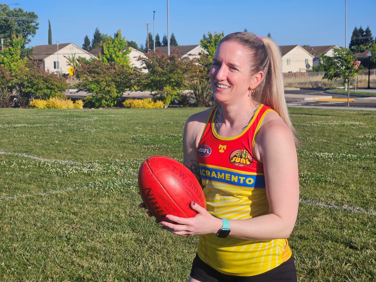 Laur&eacute; Kwoka is a veteran Sacramento Suns player, and has played Australian Rules Football for more than a decade.