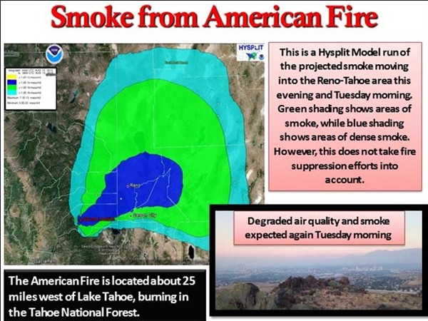 American Fire Smoke Map - Aug 13