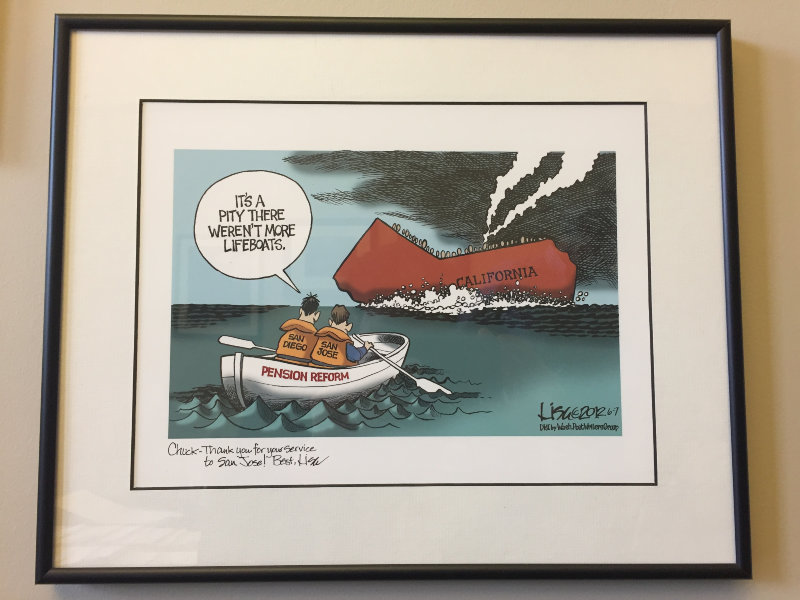 Political Cartoon In Former Mayor Chuck Reed 's Office - Ali Budner